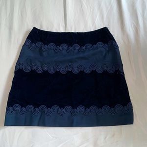 Sandro Cathia Paneled Braid Mini Skirt Navy Velvet